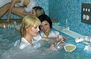 Smoking hot lesbians licking each other's slits in the pool on adultfans.net