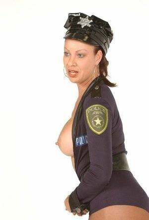 Playful MILF Vanessa Videl wears her slutty police uniform and shows off her on adultfans.net