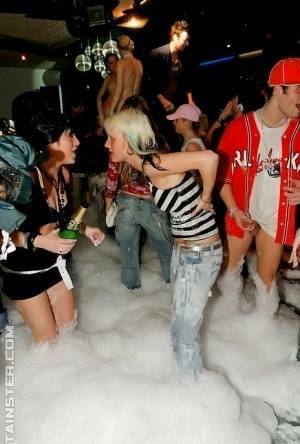 Adorable babes and horny guys are into hardcore foam sex party on adultfans.net