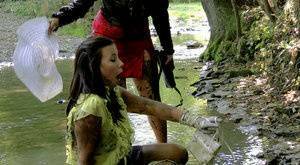 European fetish ladies have some messy fully clothed fun outdoor on adultfans.net