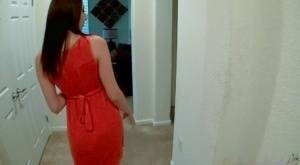 Sweet brunette Jasmine Delatori strips in bathroom to expose even sweeter ass on adultfans.net