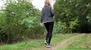 White girl is captured on hidden camera taking a piss in someone's garden on adultfans.net