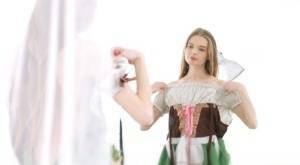 Young beauty Adel Bye dresses in an Oktoberfest outfit to greet her boyfriend on adultfans.net