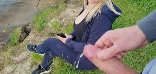 Man flashes cock in public and cumshot near blonde girl on adultfans.net