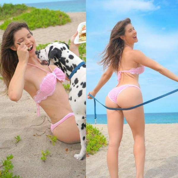 Amanda Cerny Candid Beach Bikini Set  - Usa on adultfans.net