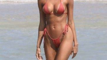 Debbie St. Pierre Shows Off Her Stunning Figure on the Beach in Miami on adultfans.net