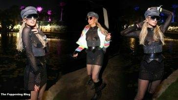 Braless Paris Hilton Arrives at the Neon Carnival Party During Coachella on adultfans.net