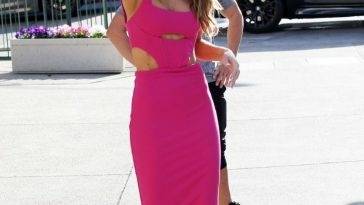 Chrishell Stause Looks Hot in a Pink Dress by Taking Pictures in WeHo on adultfans.net