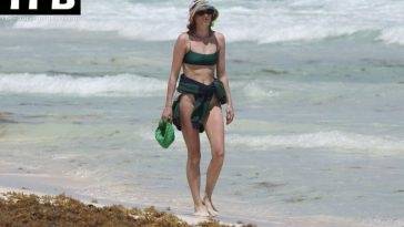 Elsa Hosk Looks Stunning in a Green Bikini on the Beach in Tulum - fapfappy.com
