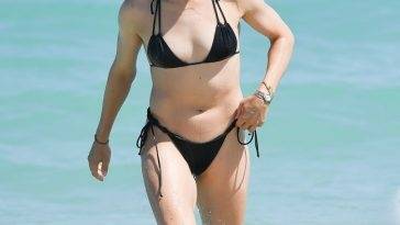 Genie Bouchard is Seen Wearing a Black Bikini in Miami Beach on adultfans.net