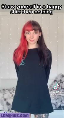 Beginner Tiktoker is ready to participate in trends and decided to show cute small boobs on adultfans.net