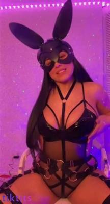 Horny hot cosplayer in erotic lingerie takes off her bra and beckons with juicy boobs on adultfans.net