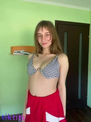 Young tiktoker tries on swimwear and remains completely naked in front of the cam on adultfans.net