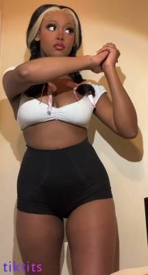 A swarthy doll exposed her black boobs on camera for TikTok sexy on adultfans.net