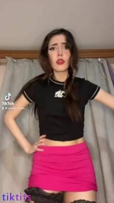 Tattooed brunette in stockings showed very small tits on TikTok naked on adultfans.net