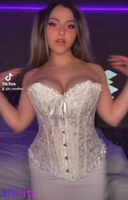 Busty babe in a sexy corset on adultfans.net