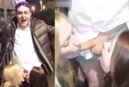Drunk Fool Somehow Gets Two Sluts To Suck On His Dick In Public! on adultfans.net