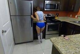 Mustache Guy started using her While Lexi Aaane cleaning Kitchen 23 min on adultfans.net