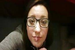 Girl with glasses drowning in cum after facial on adultfans.net