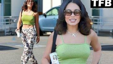 Braless Vanessa Hudgens Films a Promo Video For Her Beverage Company Cali Water in Beverly Hills on adultfans.net