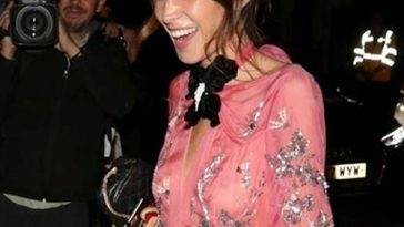 Alexa Chung Nipples in See Through Dress at London Fashion Week on adultfans.net