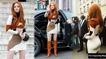 Madelaine Petsch Flaunts Her Pokies and Sexy Figure in a Tight Dress in Paris on adultfans.net