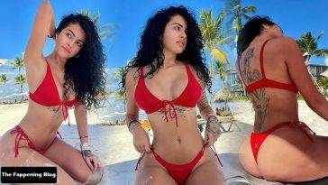 Malu Trevejo Looks Hot in a Red Bikini on adultfans.net