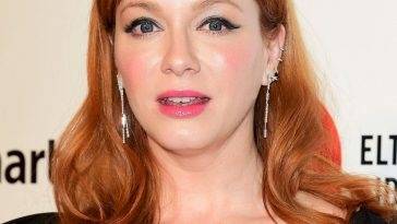 Christina Hendricks Shows Off Her Big Boobs at the 28th Annual Elton John Oscar Viewing Party on adultfans.net