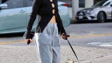 Braless Cara Santana Flashes Her Toned Midriff While Heading to a Hair Salon on adultfans.net