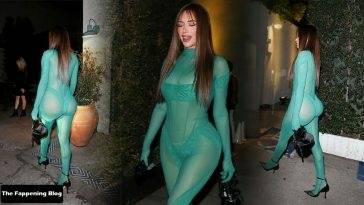 Stassie Karanikolaou Shows Off Her Curves in a Green Bodysuit as She Steps Out For a Party in LA on adultfans.net