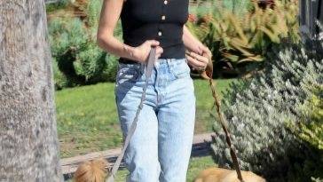 Braless Aubrey Plaza Takes Her Dogs Out For a Morning Walk on adultfans.net