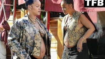 Rihanna Bares Her Sexy Boobs & Baby Bump For Lunch in Beverly Hills on adultfans.net