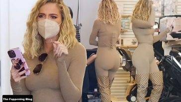 Khloe Kardashian Parades Her Sensational Figure in a Skintight Beige Ensemble in Sherman Oaks on adultfans.net