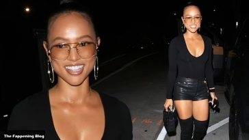 Karrueche Tran Puts on a Leggy Display as She Steps Out to Dinner with Friends in WeHo on adultfans.net