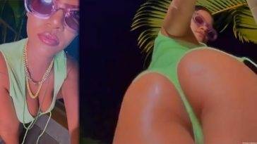 Rihanna Displays Her Tits and Butt in Green Lingerie (14 Pics + GIFs & Video) on adultfans.net