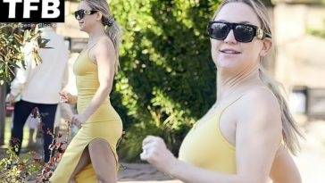 Kate Hudson Shows Off Her Slim and Fit Body in a Hot Split Midi Dress on adultfans.net