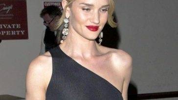 Rosie Huntington Whiteley Nipples Seen in See Through Black Top on adultfans.net