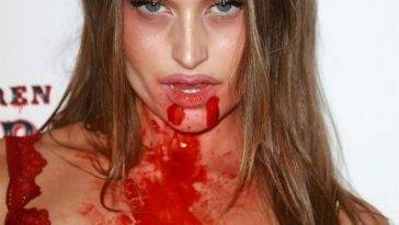 Bloody Lexi Wood Poses on the Red Carpet at the CARN*EVIL Halloween Party on adultfans.net