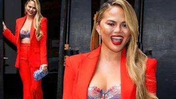 Chrissy Teigen Looks Hot in Red as she Heads to The Wendy Williams Show in NYC on adultfans.net