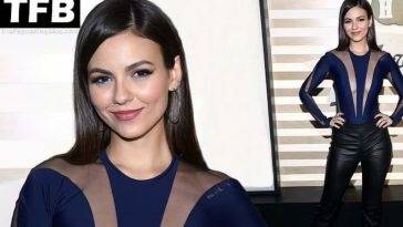 Victoria Justice Puts on a Busty Display in a Racy Mesh Top at the Homecoming Weekend Super Bowl Bash on adultfans.net