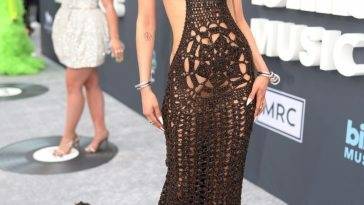 Jazelle Poses in a See-Through Dress at the 2022 Billboard Music Awards on adultfans.net