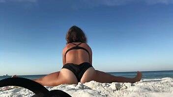 Southernbooty A little beach yoga for y all today Random fact ab xxx onlyfans porn on adultfans.net