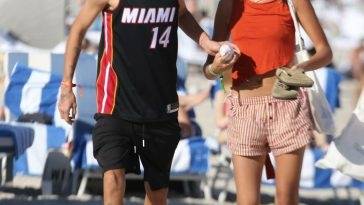 Mia Regan & Romeo Beckham Kiss and Chill Out on the Beach in Miami on adultfans.net