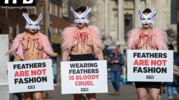 PETA Topless Protest at Use of Feathers in the Fashion Industry on adultfans.net