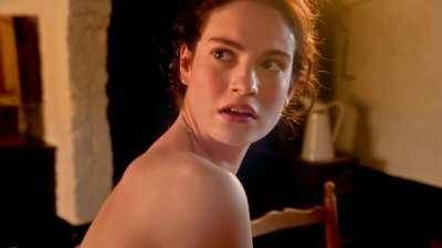 The concern face Lily James has when you cum deep inside of her. That glimpse of her nipple though. on adultfans.net