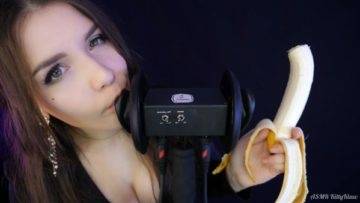 KittyKlaw ASMR Banana 3 Dio Licking Mouth Sounds Video on adultfans.net