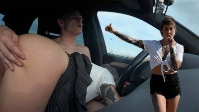 POV: Pantyless TEEN SUCKS COCK for a ride / hitch-hiking without underpants on adultfans.net
