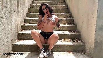 Madymonroe fingers herself public park until she squirts outside free porn videos on adultfans.net