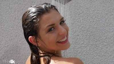 Leah Gotti gets drenched under the shower on adultfans.net