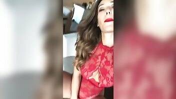 Eva Lovia sexy red bodysuit pussy fingering front mirror snapchat free on adultfans.net